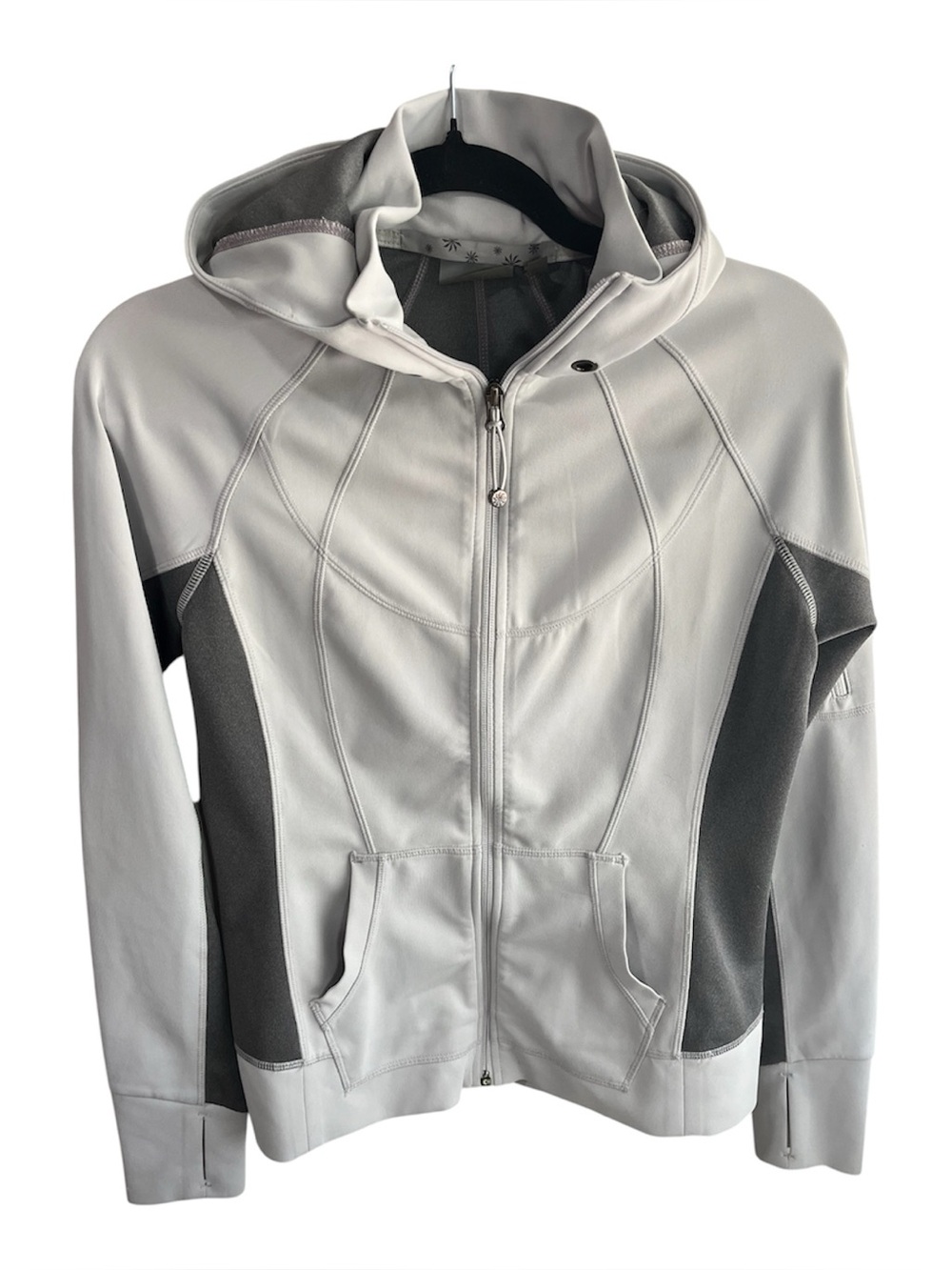Athleta Lunar Strength Hoodie Grey Two Tone Full Zip Size Small